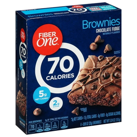 Pack of 2 Fiber One 70 Calories Chocolate Fudge Brownies, 6 ct (Package May Vary)