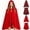 Red, variant on Velour Hooded Cape for Women, Tie Front Ruffle Cloak, Medieval Renaissance Shawl Clothes,Red,S