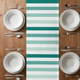 thumbnail image 6 of Teal Ombre Grey Striped Table Runner - 90 Inch Long, Kitchen Dining Table Runner Dresser Scarves, Farmhouse Stripe Modern Farmhouse Decor for Coffee Tables Wedding Party Banquet, 6 of 8