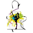 thumbnail image 1 of Gymnastics Apron, Dancing Girl with Paint Splashes Colorful Background Contemporary Illustration, Unisex Kitchen Bib with Adjustable Neck for Cooking Gardening, Adult Size, Multicolor, by Ambesonne, 1 of 4