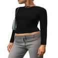 thumbnail image 3 of Femmes Sexy Dos Nu T-Shirt Y2k Manches Longues Col Rond Tee Top Ouvert Dos Slim Coupe Chemisier Tops, 3 of 6