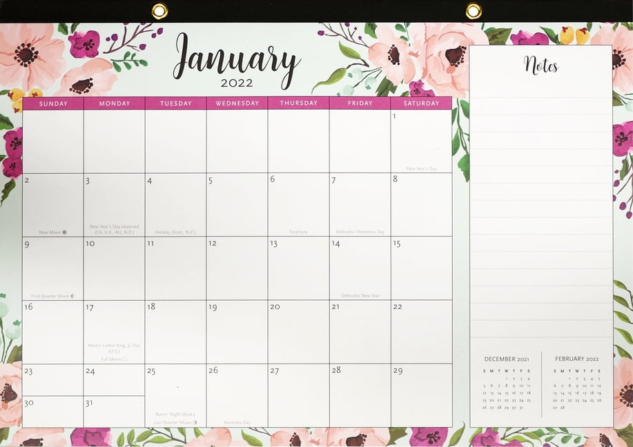 Desk Calendar Pad: 2022 Floral Desk Calendar Pad (12-Month Calendar ...