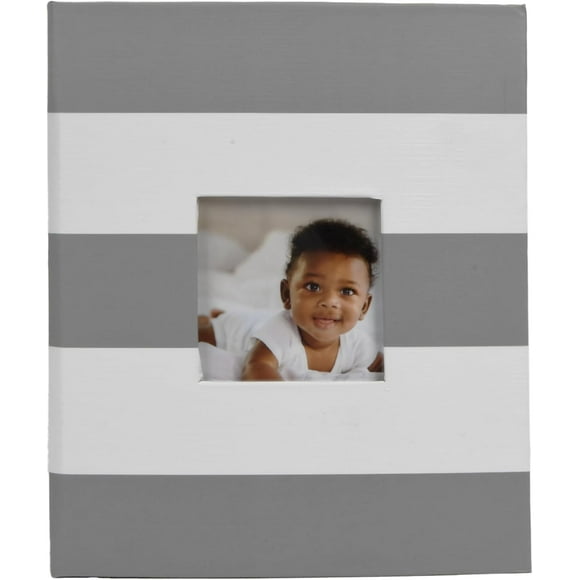 shiyou-Grey Stripe Photo Album with Framed Front, Holds 208 Photos 4"x6" Photos