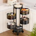 thumbnail image 2 of Fruit Vegetable Basket, Rotating Storage Shelves Rack, Kitchen Vegetable Storage Organizer, Fruit Basket Floor Stand Shelf Fruit Tower, 5 Tier, Round (Black)-Black, 2 of 8