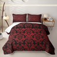 thumbnail image 2 of Erosebridal Hippie Damask Floral Twin Quilt Set for Women Girls, Vintage Bohemian Twin Coverlet Set, Black Red, 2 Pieces, 2 of 7
