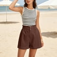 thumbnail image 6 of Utoimkio High Waist Button Shorts for Women Casual Paper Bag Waist Summer Shorts with Pockets, 6 of 7