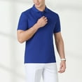 thumbnail image 6 of Yufatyle Men Cotton Short Sleeve Turndown collar Button Blouse Blue XXXL, 6 of 8