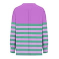 thumbnail image 6 of tklpehg Casual Long Sleeve Shirts for Women 2025 Fall Fashion Lightweight Round Neck Pullover Tops Striped Patchwork Casual Graphic Tee Blouses(V02_ Purple,L), 6 of 6
