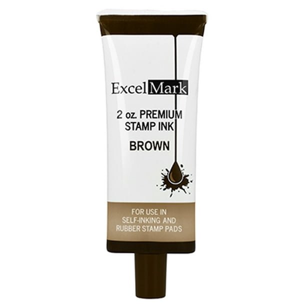 ExcelMark Self Inking Stamp Refill Ink 2 oz. Brown Ink