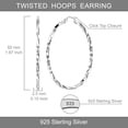 thumbnail image 6 of LeCalla Sterling Silver ANTI-TARNISH Twisted Round Click-Top Hoop Earrings for Women 50MM, 6 of 8