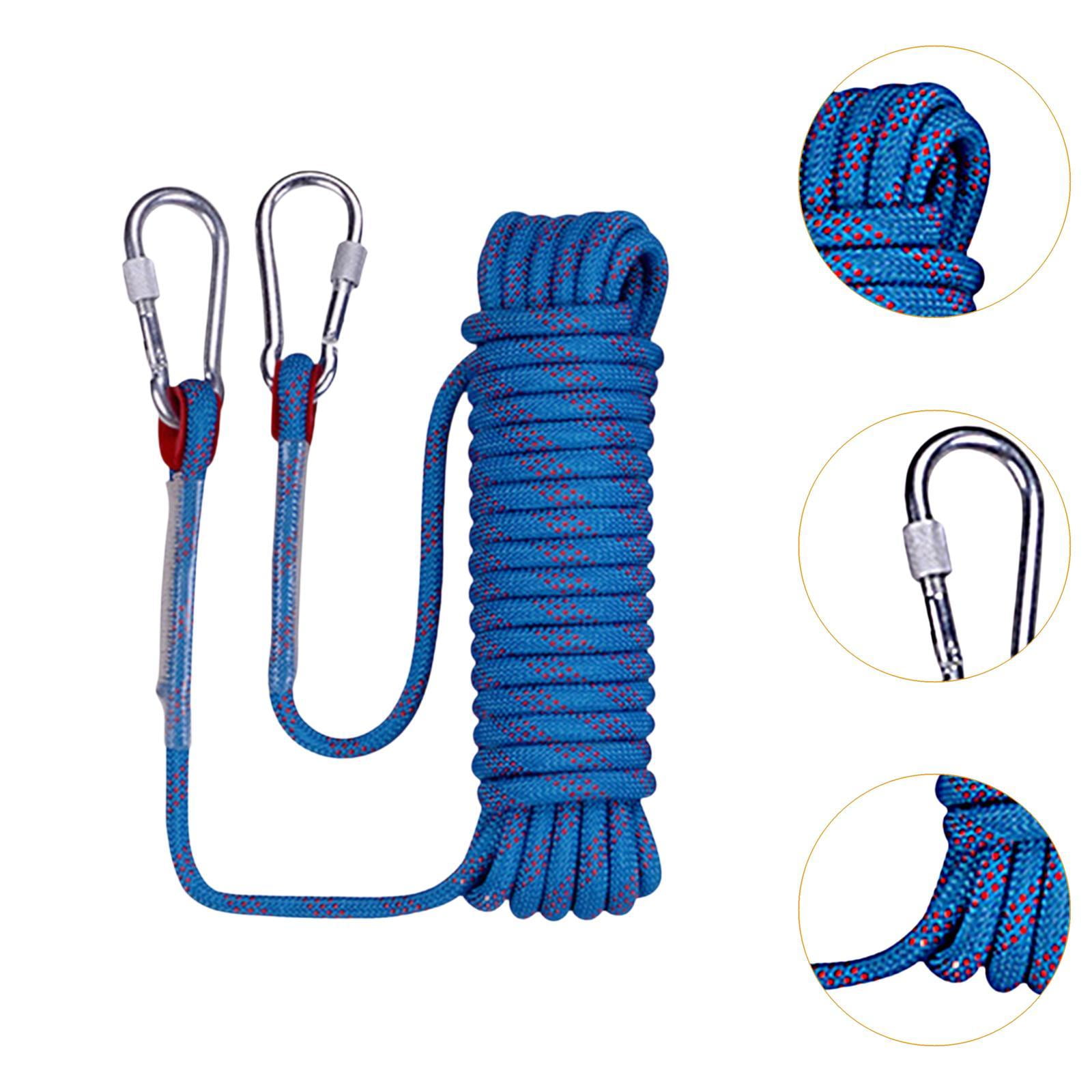 koolsoo Climbing Rope Equipment Portable Compact Outdoor Accessory,with Buckle Rappelling Rope Parachute Rope for Rock Climbing 1cmx25M