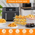 thumbnail image 2 of Wekvgz Air Fryer Rack 3 Layer Dehydrator Rack Stainless Steel Air Fryer Grill Rack Stackable Air Fryer Cooking Rack Multifunctional Grilling Rack for Double Basket Air Fryer Baking, 2 of 10