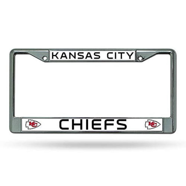 Portaplacas cromado estándar de los Kansas City Chiefs de la NFL de Rico Industries, de 6 x 12.25 pulgadas