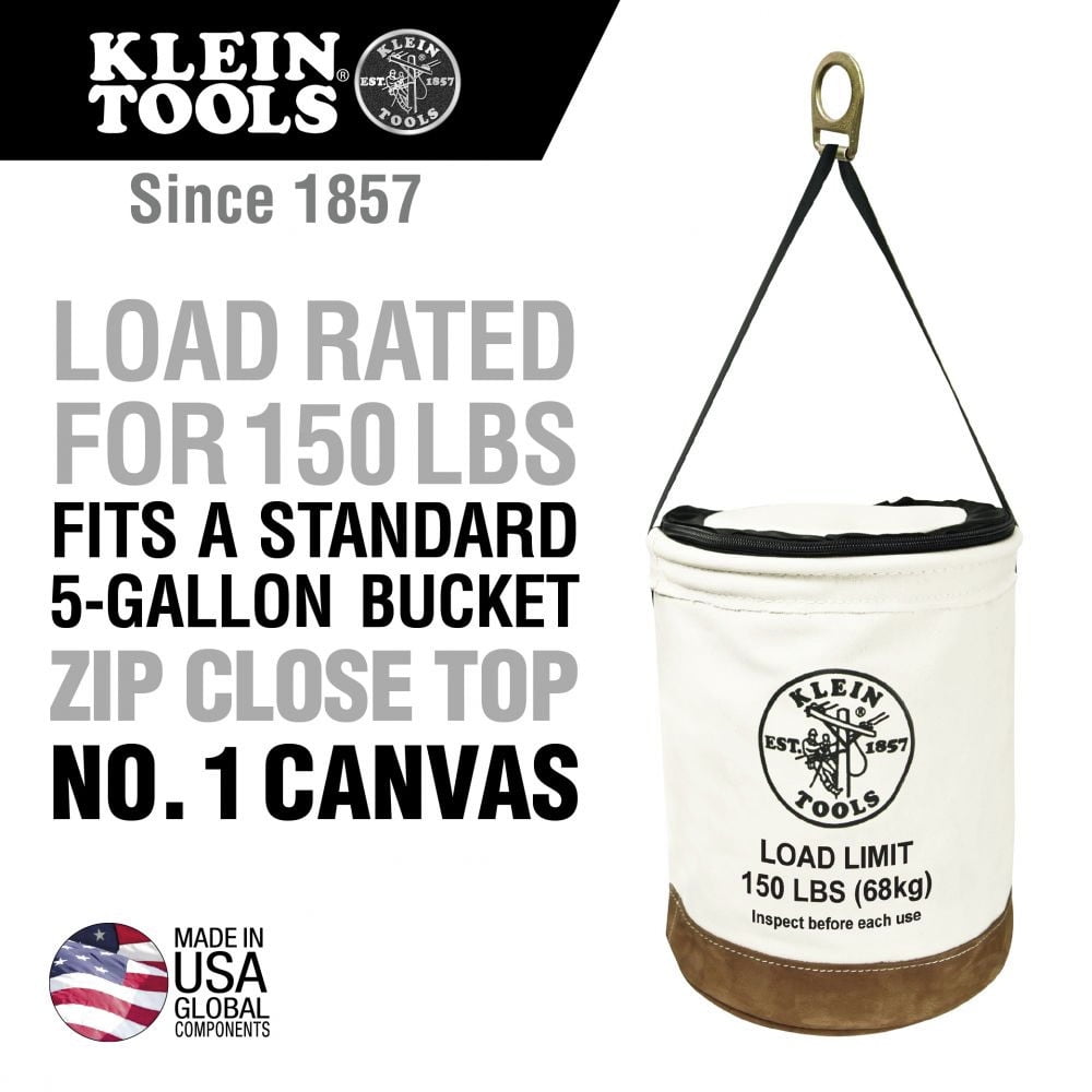 Klein Tools 5104CLR22 22 in. Heavy Duty Top Closing Canvas Bucket