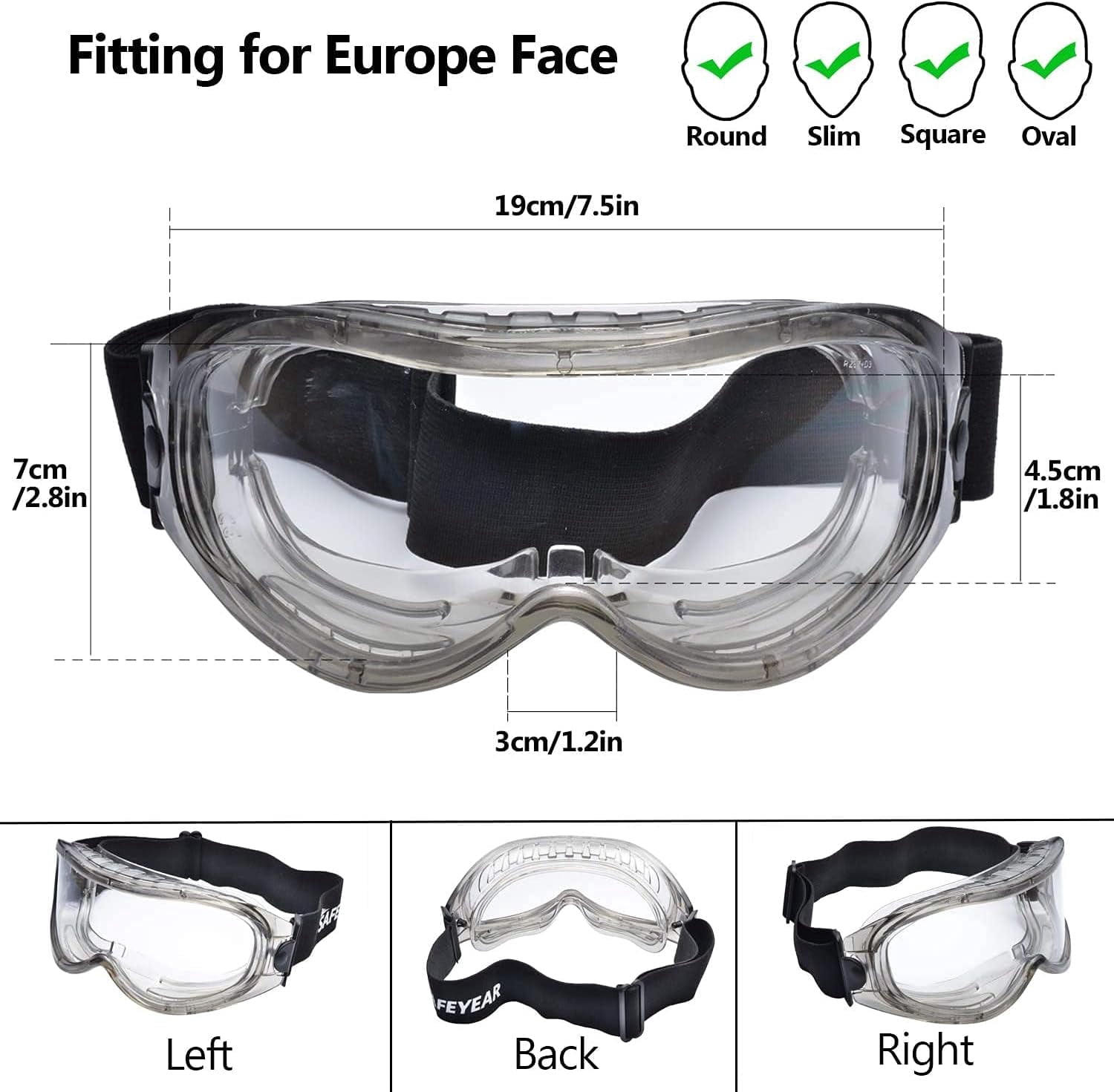 Anti Fog Safety Goggles Over Glasses Anti-Scratch Work Goggles Eye Protection