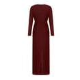 thumbnail image 5 of Wavsuf Formal Dresses for Women Maxi Summer And Fall Long Sleeve Clearance Wine Dress Size 2XL, 5 of 6