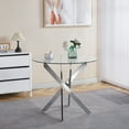 thumbnail image 1 of 36 Inch Round Glass Dining Table, Modern Chrome Leg Glass Top Table for 4, Tempered Glass & Metal Base, Small Space Kitchen & Breakfast Nook Table, 1 of 9