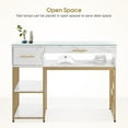 thumbnail image 2 of BarberPub Makeup Vanity Desk with Display Drawer, Storage Shelf, Nail Desk with Glass Top, 2 of 7