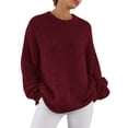thumbnail image 3 of Suéter PRETTYGARDEN Rojo Vino Tejido Grueso Oversized XL, 3 of 5