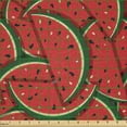 thumbnail image 2 of Ambesonne Fruits Fabric by the Yard Microfiber, Yummy Watermelon Slice Print, 5 Yards, Hunter Green Red, 2 of 2