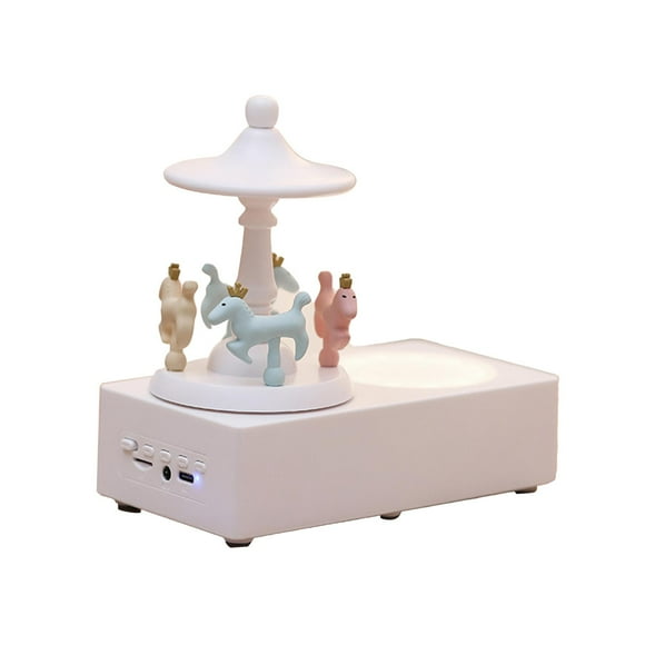 Carrusel Altavoz Equipo Electrónico 5.0 Regalo de año Nuevo Mini Adorno de Altavoz Retro para Oficina Hotel Hogar Colección de Recuerdos Blanco CUTICAT Bocinas portables