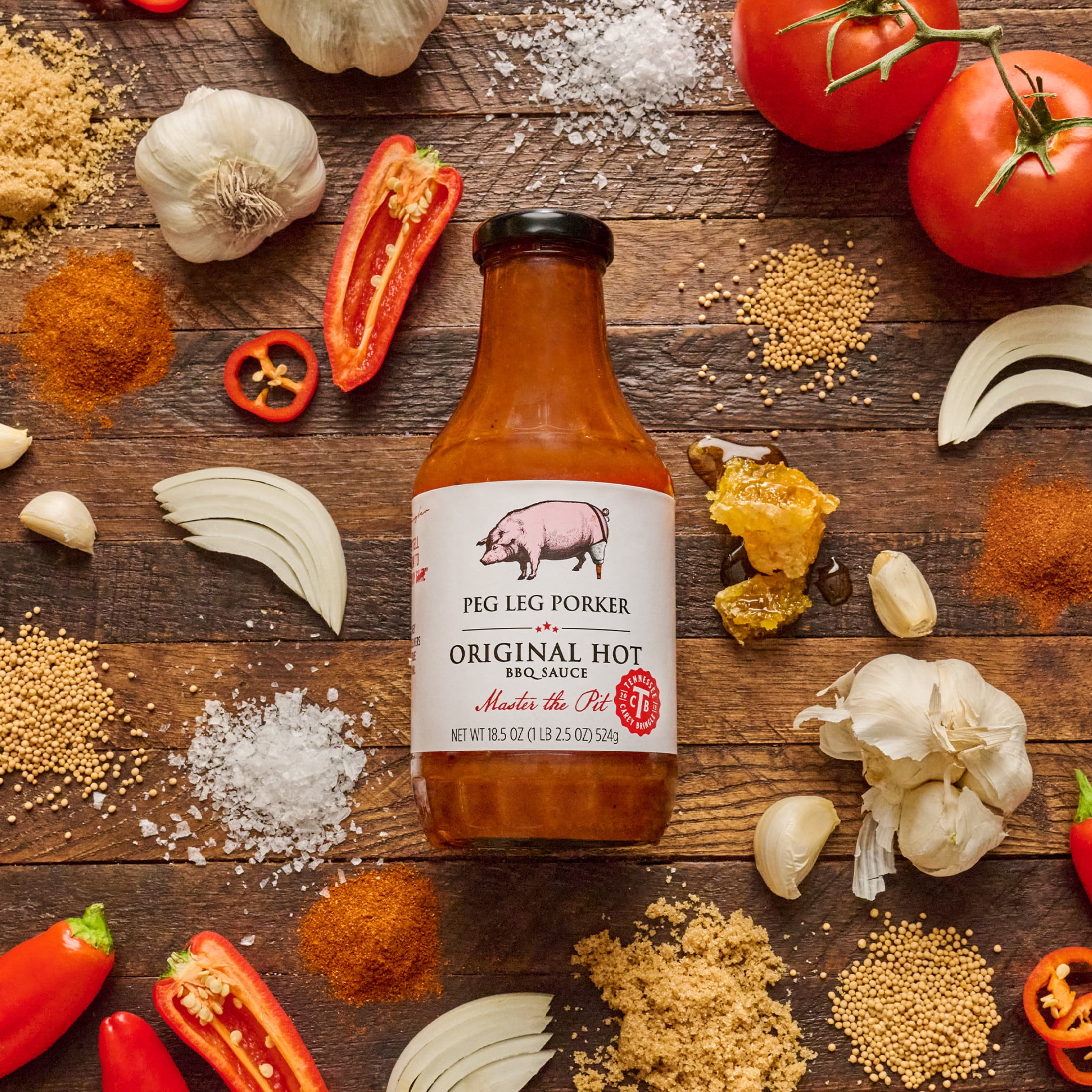 Peg Leg Porker Original Hot BBQ Sauce, 18.5 oz Bottle