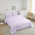 thumbnail image 3 of Cartoon Bowknot Bedding Set Queen Size,Purple Bow Tie Comforter Set 3Pcs,Butterfly Knot Princess Quilt Set for Teens Woman,Bow Stars Love Sweet Girly Duvet Insert,2 Pillowcases, 3 of 7
