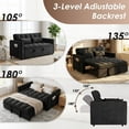 thumbnail image 4 of Xiweot 3 in 1 Convertible Sleeper Sofa Bed, 55" Pull Out Couch with Side Pockets, Velvet Loveseat Sofa with Adjustable Backrest for Living Room Bedroom Apartment (Black), 4 of 7