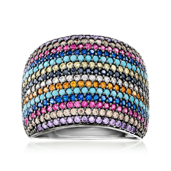 Ross-Simons 2.00 ct. t.w. Multicolored CZ Ring in Sterling Silver, Women's, Adult