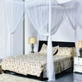 thumbnail image 2 of Clearance! 74.80"*82.68"*94.49" 4 Corner Elegant Lace Post Bed Canopy Mosquito Net Full Queen King Size Bedding White, 2 of 6