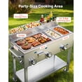 thumbnail image 3 of VEVOR Outdoor Propane Griddle, 3 Burners (11,600 BTU Each), Commercial Stainless Steel Griddle with Two 1/3 Size Food Warming Pans, Portable Cart with 4 Lockable Wheels, for Hot Dogs, Burgers & Meats, 3 of 9