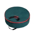 thumbnail image 2 of Christmas Wreath Storage Bag, 60cm Round Holiday Wreath Container with Reinforced Handles, PVC Material Christmas Decoration Storage Bag -Green, 2 of 7