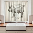 thumbnail image 2 of Ambesonne Pig Kitchen Curtains, Vintage Hand-Drawn Image, 55"x39", Eggshell and Dark Taupe, 2 of 3