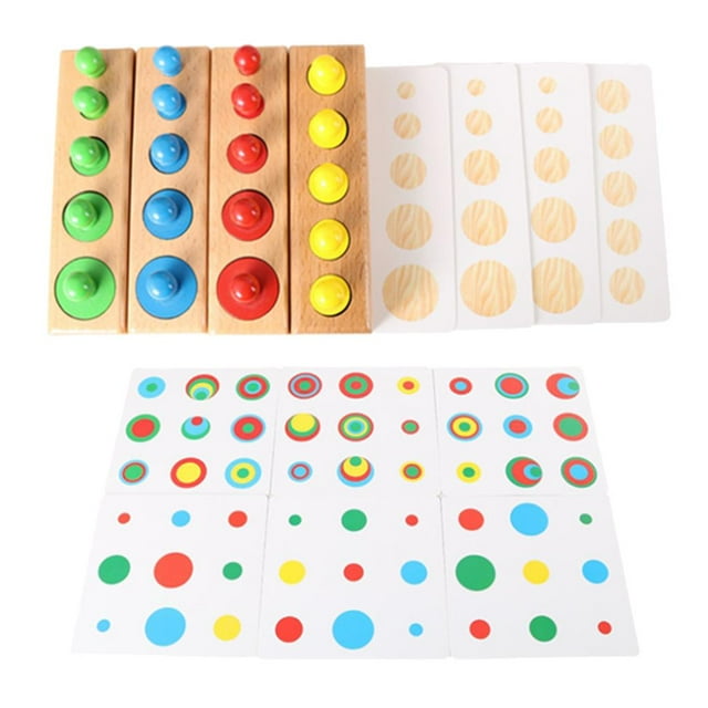Bloques de Montessori, Rompecabezas, Enchufe, Cilindro, Y Material de Reconocimiento de Color, Tablero, Juguetes Educativos para Estilo1 SM SunniMix juguetes de madera montessori