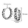 thumbnail image 3 of Simply Casual Oxidized Sterling Silver Curb Chain Mini Hoop Boho Earrings, 3 of 5