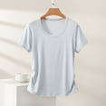 thumbnail image 2 of hlysgo Womens Comfy Lightweight Shirt Running Workout Swim Basic Short Sleeve Crewneck Sun T-Shirt Blue,XL, 2 of 6