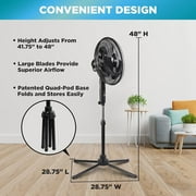 Comfort Zone 16 in. 3-Speed Adjustable-Height Pedestal Fan, Black