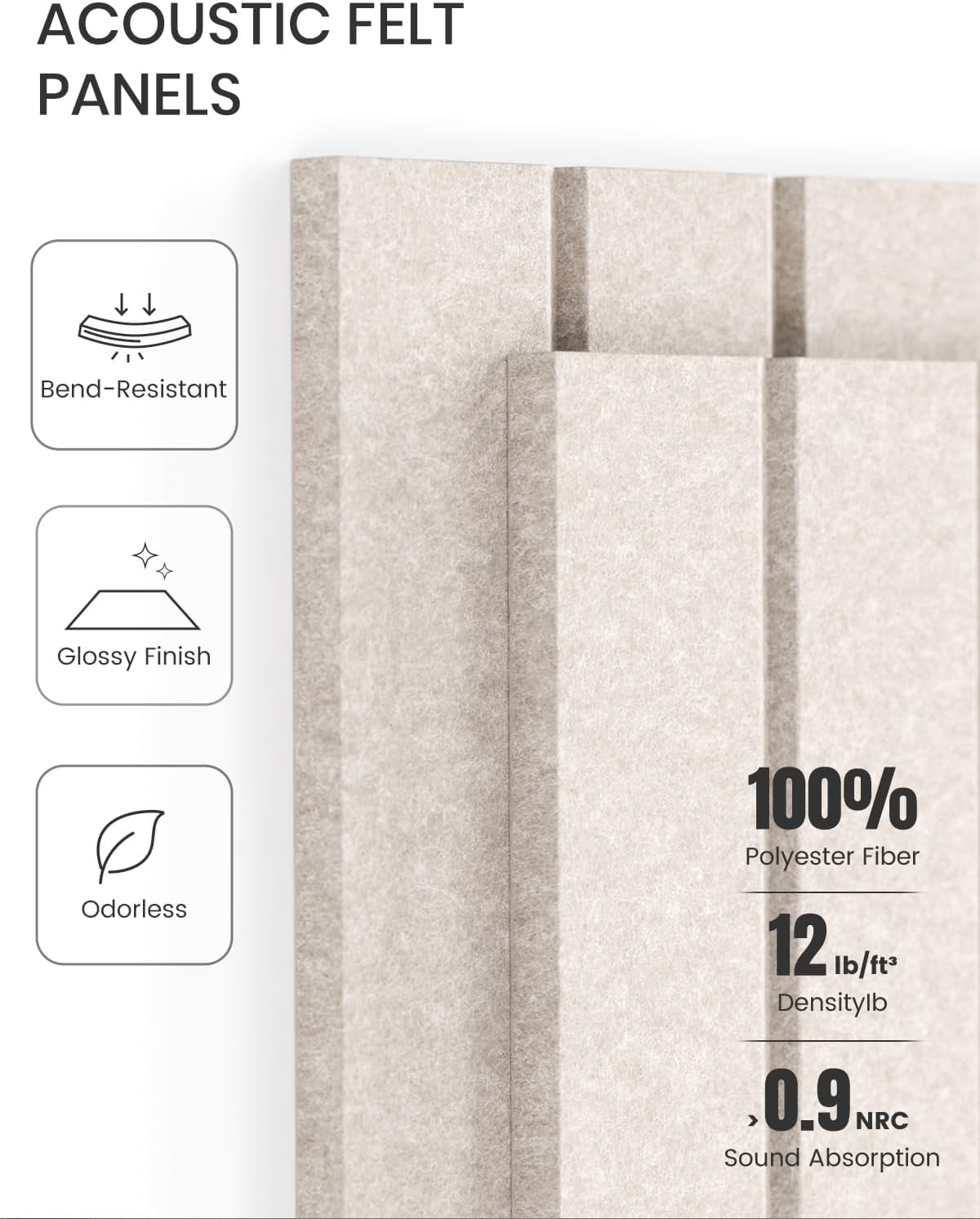 Large Felt Bulletin Board 36" x 24" Cork Alternative-6 Pack with 40 Safe Removable Adhesive Tabs, Boards for Walls Home Office Classroom Pin (Oatmeal)