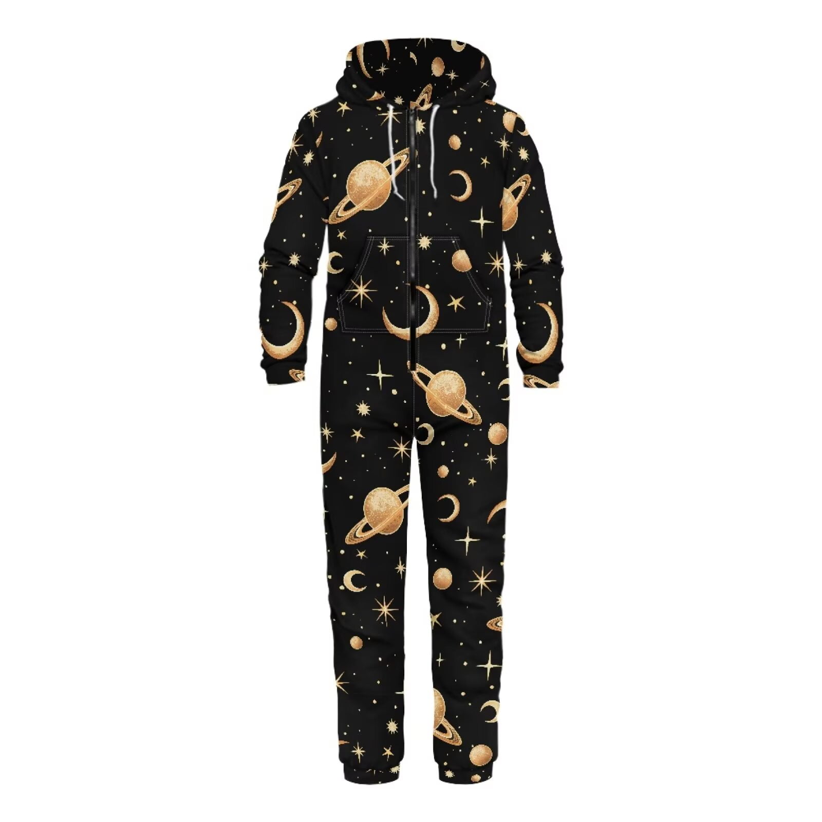 POLERO Onesie Pajamas for Men Plus Size Drawstring Womens Novelty One-Piece Pajamas with Pocket Casual Loose Fit Sleepwear Playsuit Halloween Pumpkin Tombstone Print, Size L