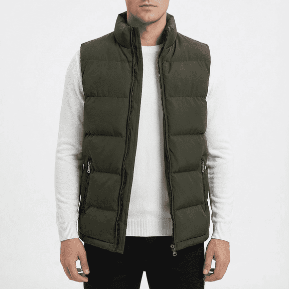 Beautiful Giant Men's Winter Puffer Vest, Midweight Stand Collar Outdoor Padded Gilet