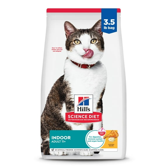 Hill's Science Diet Indoor Chicken Dry Cat Food for 11  Senior Cats, 3.5lb Bag