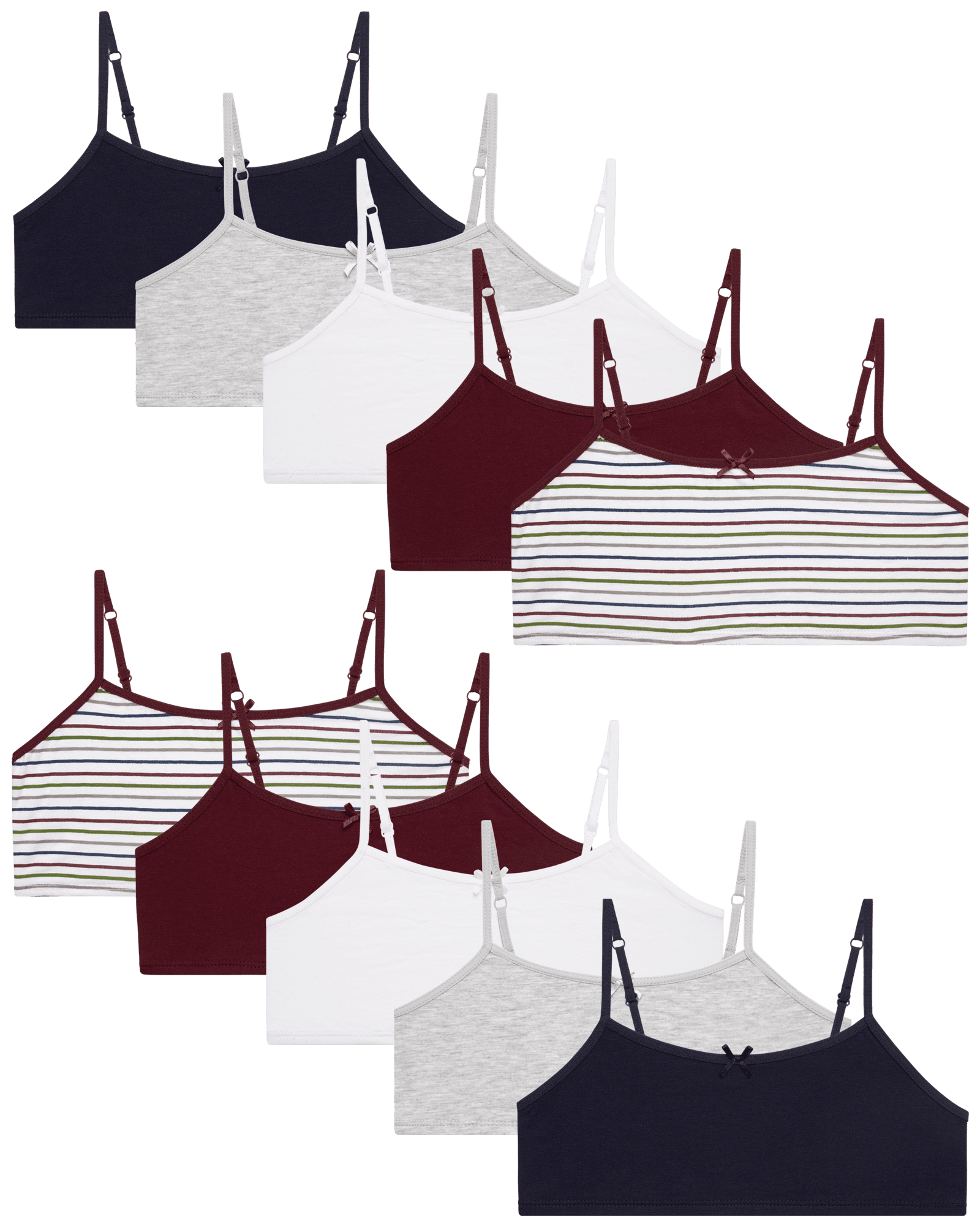 Rene Rofe Girls' Joelle Training Bra 10 Pack Stretch Cotton Cami