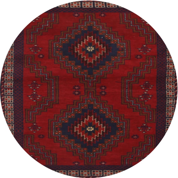 Ahgly Company Indoor Round Traditional Bakers Brown Persian Area Rugs, 3' Round
