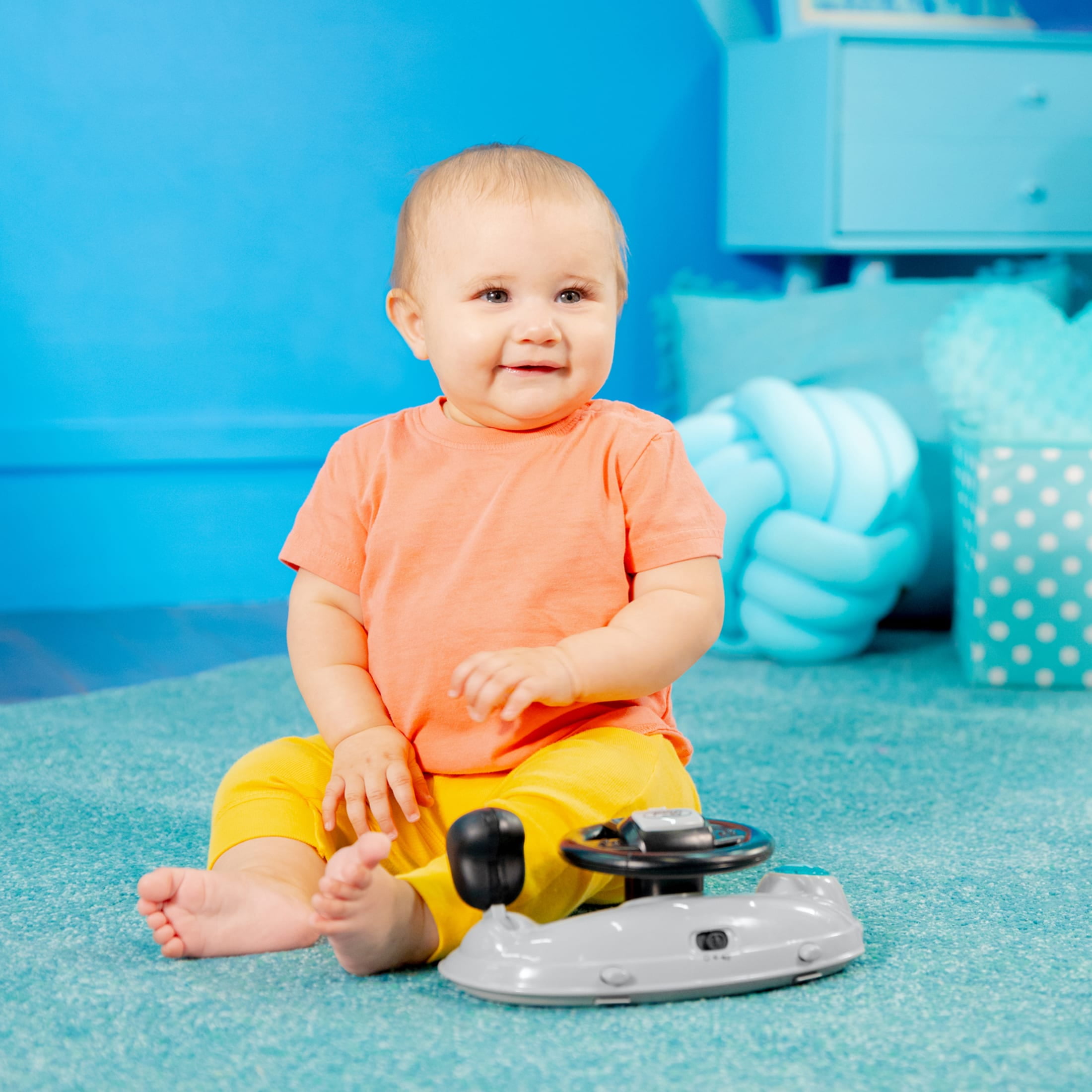 Bright Starts Ford F-150 4-in-1 Infant Baby Walker with Removable Steering Wheel, Black