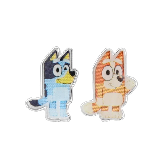 Bluey Girl's Sterling Silver Mismatched Earring Set Featuring Bluey & Bingo