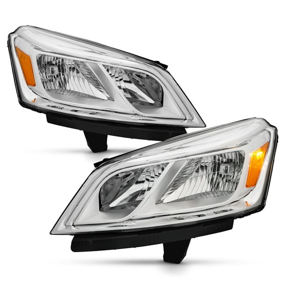 AKKON - Fits 2013-2017 Chevy Traverse [Halogen Type] Chrome Headlights Headlamp Pair Driver Left Passenger Right