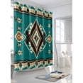 thumbnail image 3 of Ethnic Style Pattern Shower Curtain, Retro Green Abstract Weaving Art Waterproof Shower Curtain Set with 12 Hooks Lightweight Washable Fabric Shower Curtains for Bathroom 60x72 Inches, 3 of 6