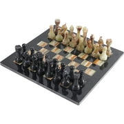 Radicaln Marble Chess Set 15 Inches Black & Multi Green Handmade Chess Board Game - 1 Chess Board & 32 Chess Pieces - 2 Player Games for Adults - Chess Sets Game