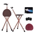 thumbnail image 1 of Bastón plegable ajustable con asiento, gran capacidad, ligero, con luz LED y 3 patas retráctiles, ideal para personas mayores, ayuda para viajes al aire libre., 1 of 5