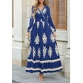 thumbnail image 2 of PRETTYGARDEN Women's Fall Wedding Guest Dresses Boho Floral Long Sleeve V Neck Flowy Elegant Maxi Dress Beach Clothes, 2 of 6